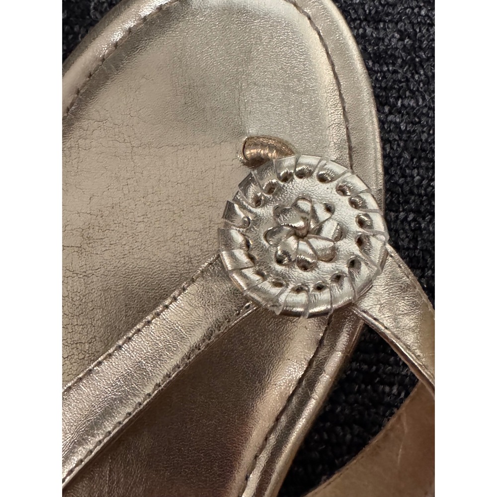 Jack Rogers Womens 8M Metallic Gold Whipstitch Rondelle Flat Flip Flop Sandals - Picture 8 of 10